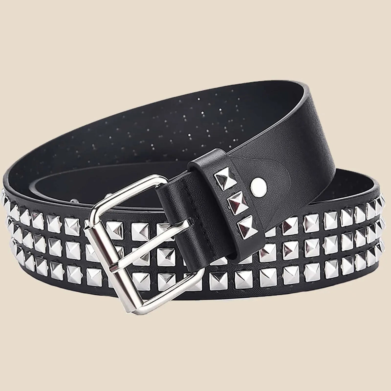 Metal Pyramid Square Bead Rivet Belt Women Punk Hardware Jeans Belts