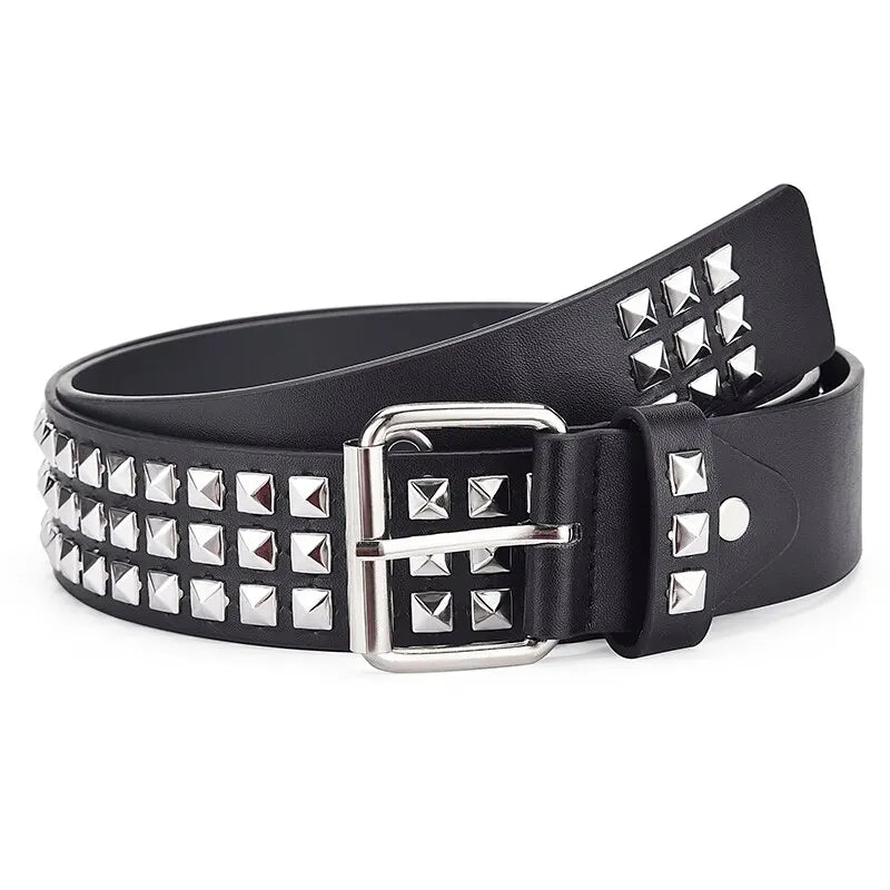 Metal Pyramid Square Bead Rivet Belt Women Punk Hardware Jeans Belts