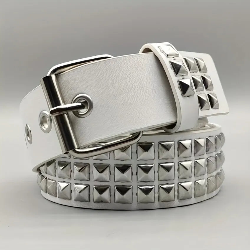 Metal Pyramid Square Bead Rivet Belt Women Punk Hardware Jeans Belts