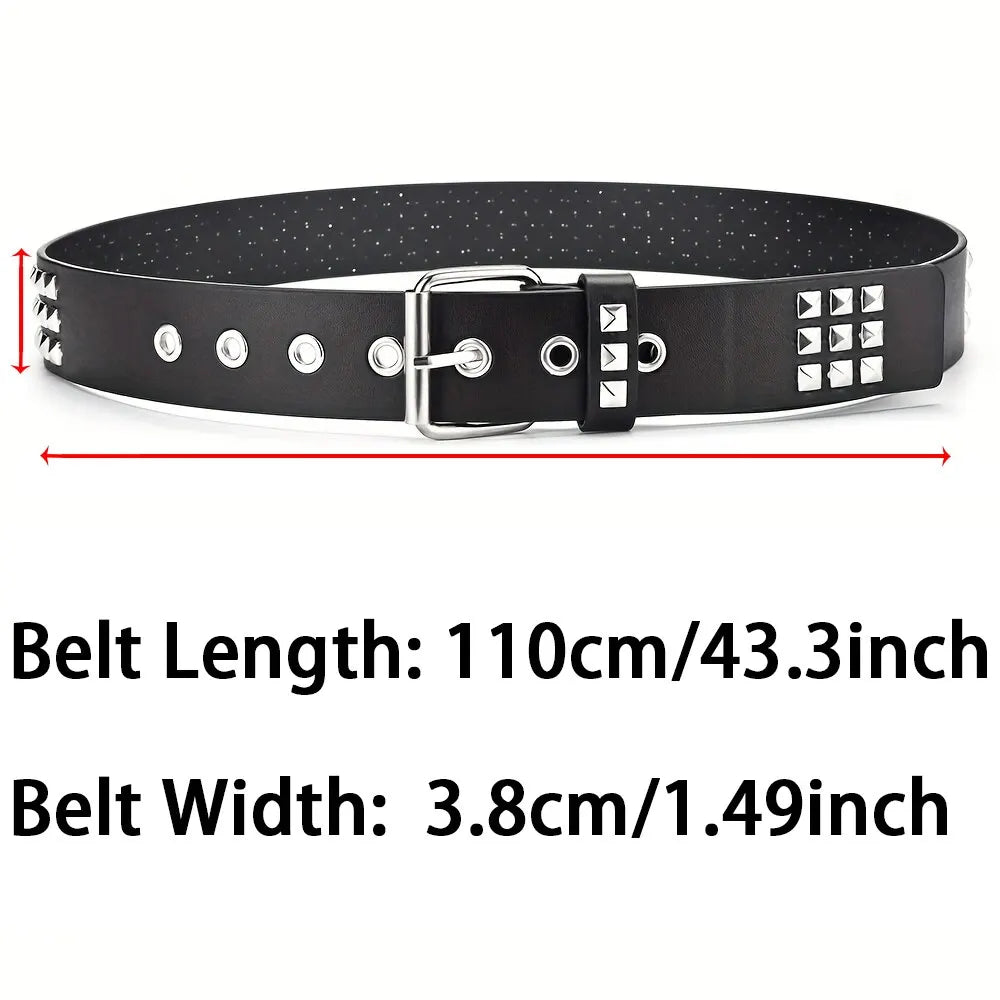 Metal Pyramid Square Bead Rivet Belt Women Punk Hardware Jeans Belts