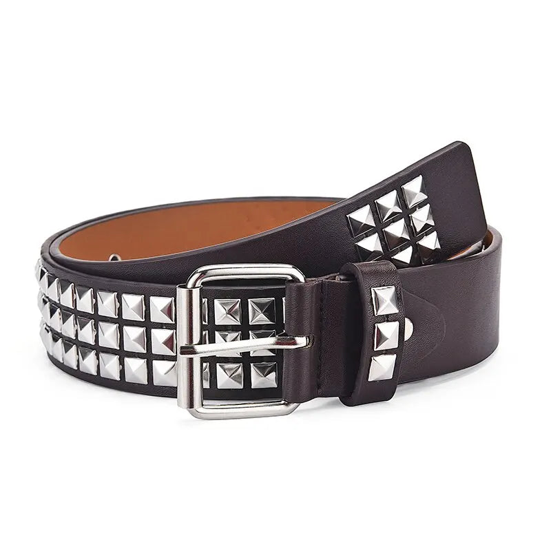 Metal Pyramid Square Bead Rivet Belt Women Punk Hardware Jeans Belts