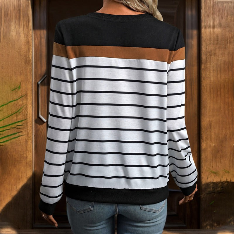 Women's Classic Casual Long Sleeve Striped T-Shirts