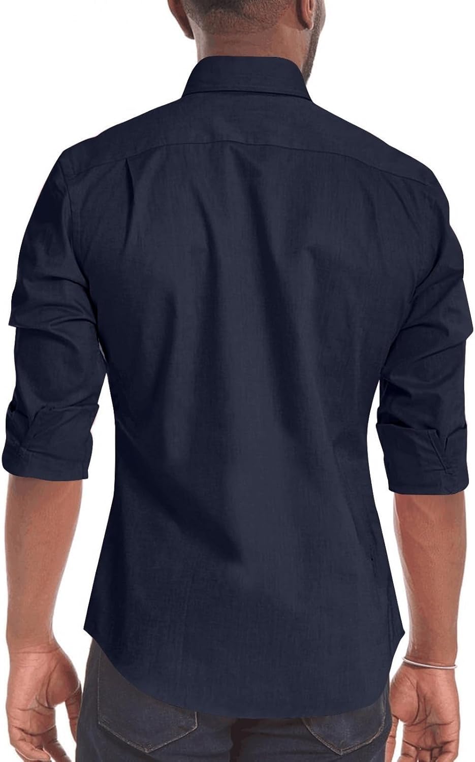 Men's Long Sleeve Stretch Zip Fit Shirts Casual Dress Wrinkle T Shirts