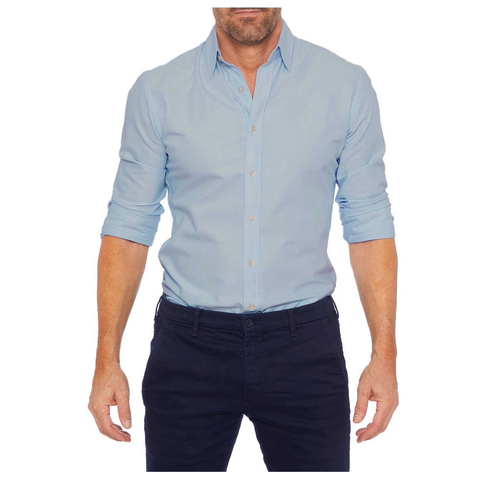 Men's Long Sleeve Stretch Zip Fit Shirts Casual Dress Wrinkle T Shirts