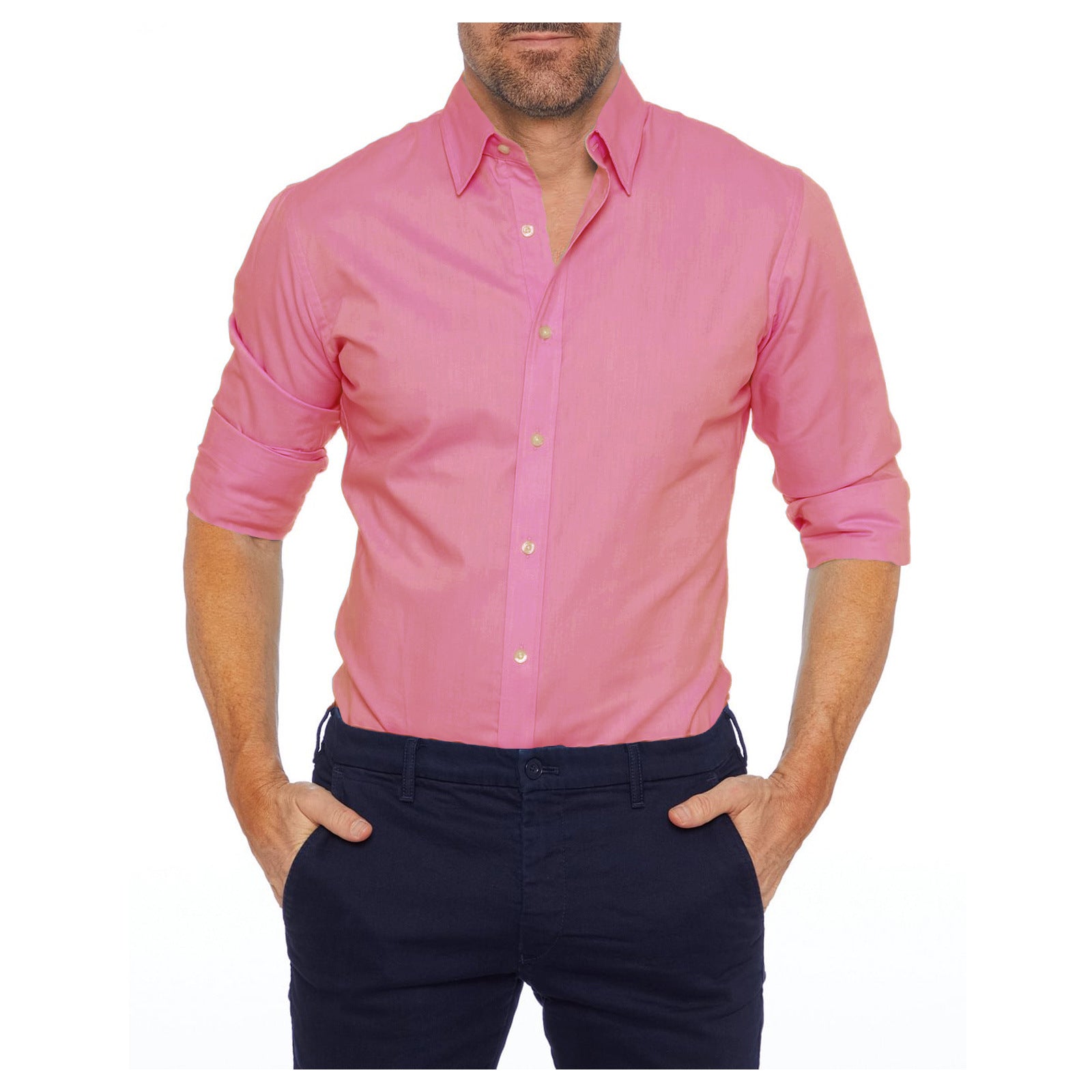 Men's Long Sleeve Stretch Zip Fit Shirts Casual Dress Wrinkle T Shirts