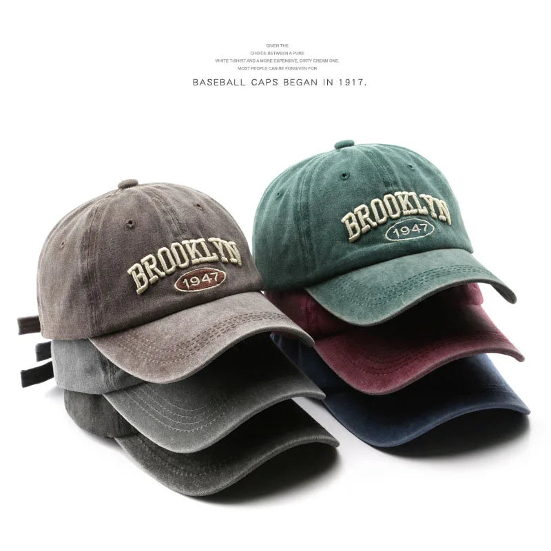 Retro Brooklyn Letter Embroidery Baseball Caps Hip Hop Streetwear Sun Hats