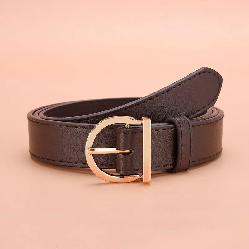 Luxury Soft Fashion Pin Buckle Women's Belt with Cargo Pants Jeans Windproof PU Leather Belts