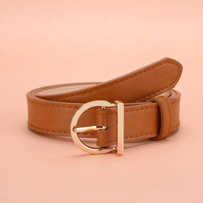 Luxury Soft Fashion Pin Buckle Women's Belt with Cargo Pants Jeans Windproof PU Leather Belts