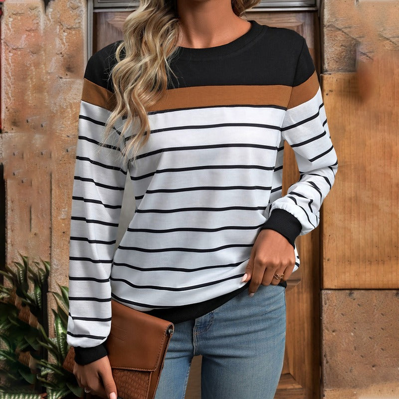 Women's Classic Casual Long Sleeve Striped T-Shirts