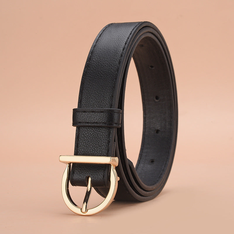 Luxury Soft Fashion Pin Buckle Women's Belt with Cargo Pants Jeans Windproof PU Leather Belts