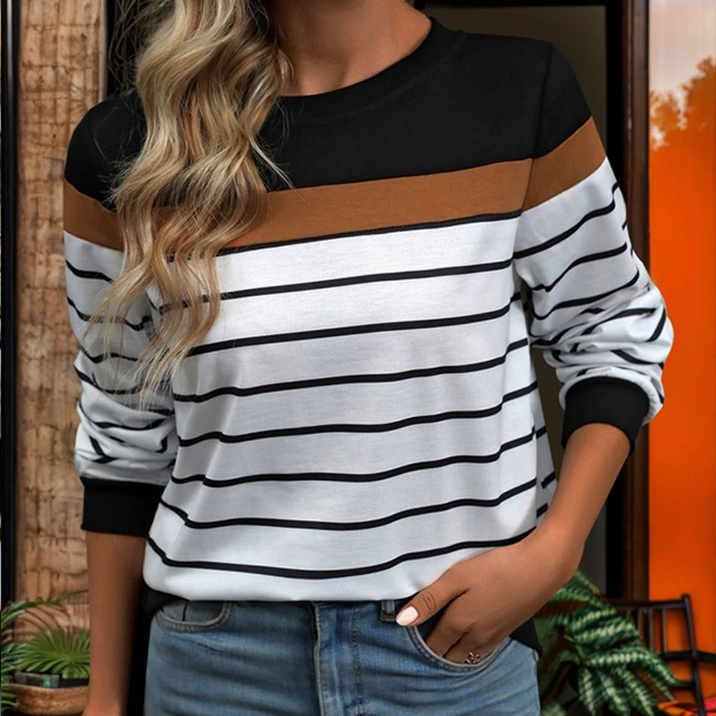 Women's Classic Casual Long Sleeve Striped T-Shirts